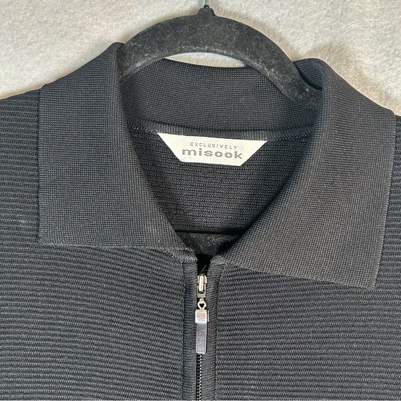 Misook Black Ribbed Cardigan with Zipper Hip-length Lightweight Women’s Sz Large - Picture 4 of 7